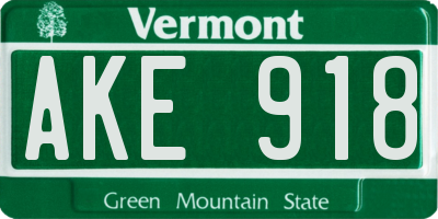 VT license plate AKE918