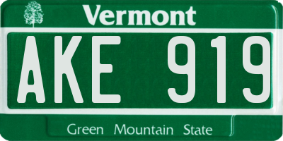 VT license plate AKE919