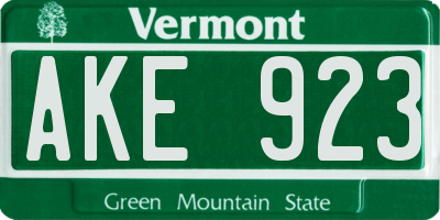 VT license plate AKE923