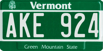 VT license plate AKE924