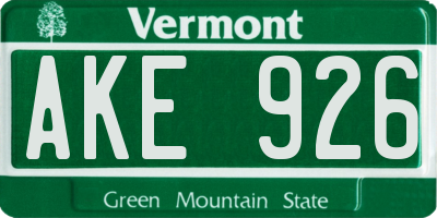 VT license plate AKE926