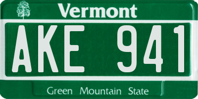 VT license plate AKE941