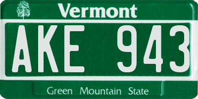 VT license plate AKE943