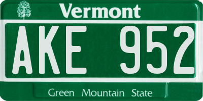 VT license plate AKE952