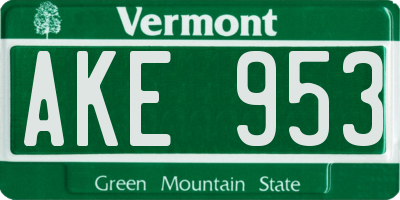 VT license plate AKE953