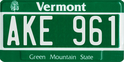 VT license plate AKE961