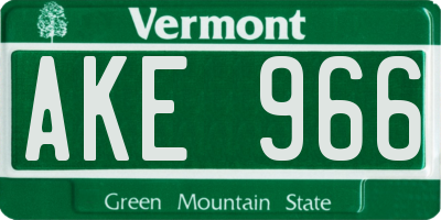 VT license plate AKE966