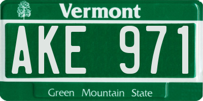 VT license plate AKE971