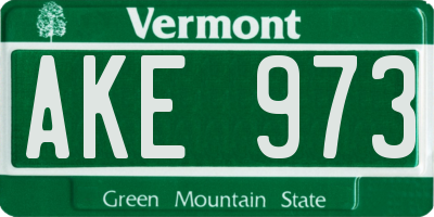 VT license plate AKE973
