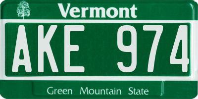 VT license plate AKE974