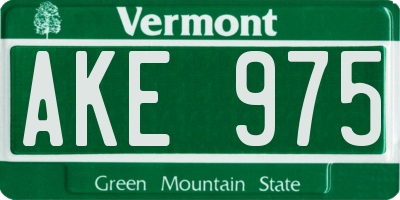 VT license plate AKE975