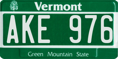 VT license plate AKE976