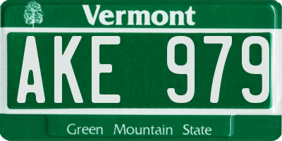 VT license plate AKE979