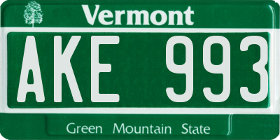 VT license plate AKE993
