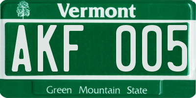 VT license plate AKF005
