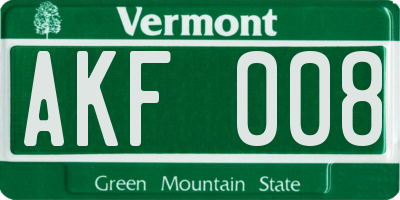 VT license plate AKF008