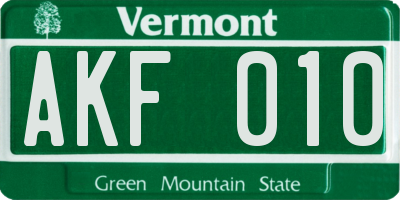 VT license plate AKF010