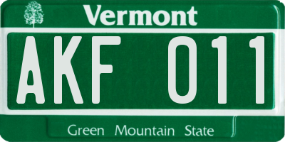 VT license plate AKF011
