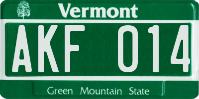 VT license plate AKF014