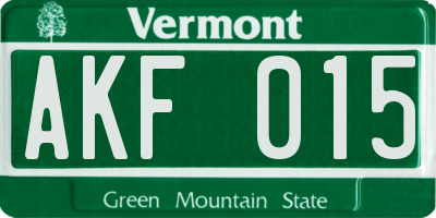 VT license plate AKF015