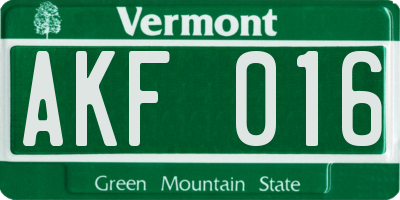 VT license plate AKF016