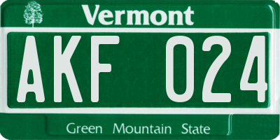 VT license plate AKF024