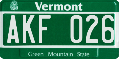 VT license plate AKF026