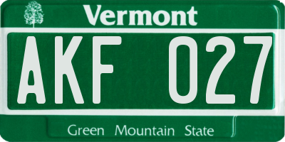 VT license plate AKF027