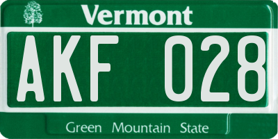 VT license plate AKF028