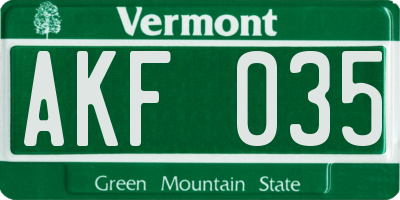 VT license plate AKF035