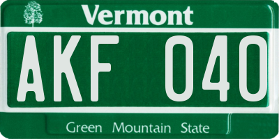 VT license plate AKF040