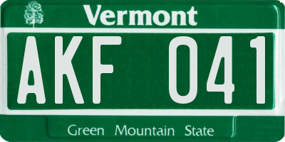 VT license plate AKF041