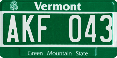 VT license plate AKF043