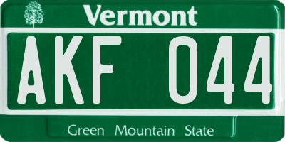 VT license plate AKF044