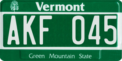 VT license plate AKF045
