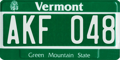 VT license plate AKF048