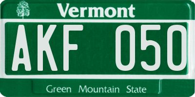 VT license plate AKF050