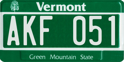 VT license plate AKF051