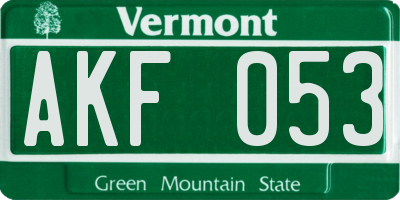 VT license plate AKF053