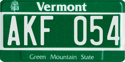 VT license plate AKF054