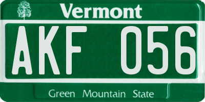 VT license plate AKF056