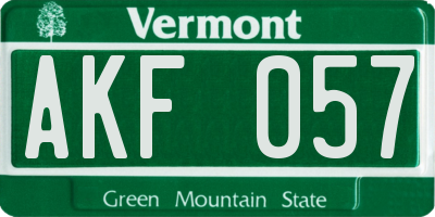 VT license plate AKF057