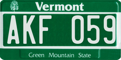 VT license plate AKF059