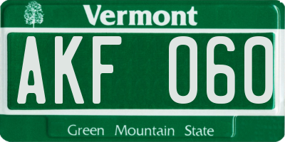 VT license plate AKF060