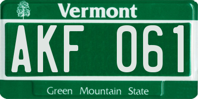 VT license plate AKF061