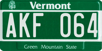 VT license plate AKF064