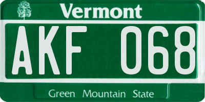 VT license plate AKF068
