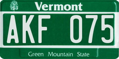 VT license plate AKF075