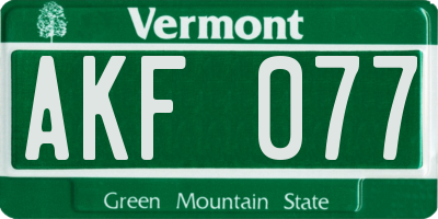 VT license plate AKF077