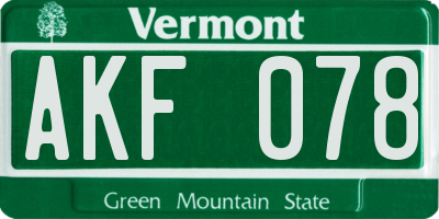 VT license plate AKF078